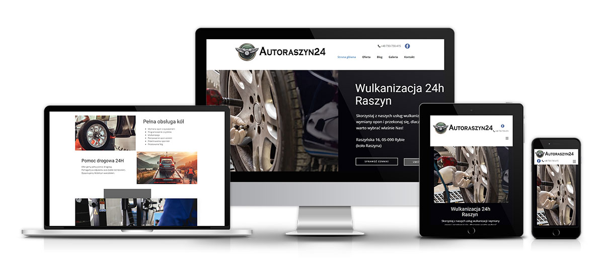 AutoRaszyn24 - Wizualizacja strony po optymalizacji i rozbudowie